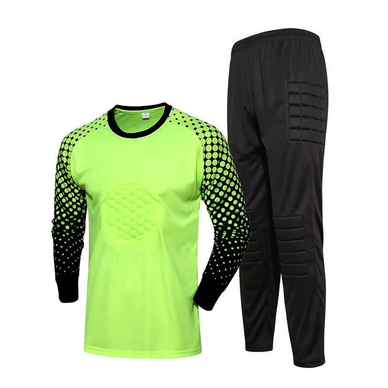 Football Uniform Sports Uniform Sets Kids Soccer Goalkeeper Jersey Set Child Boy Football Goalkeeper Clothing Long Sleeve Sponge Protector
