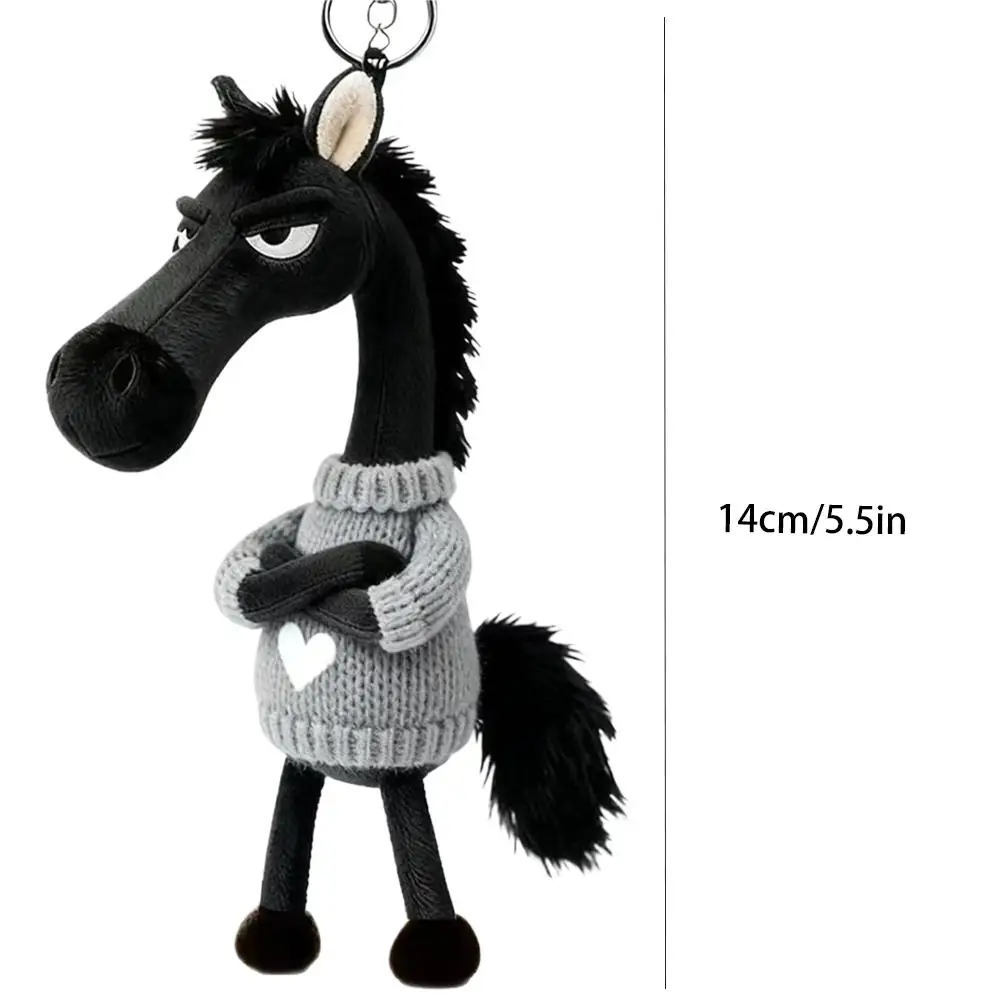 Plush Black Horse Keychain and Backpack Pendant: 2026 Year of the Horse Mascot