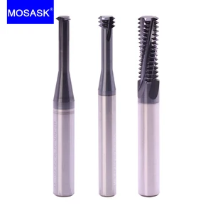 MOSASK 1PC Metric 1 Flute 3 Flutes Full Flutes Carbide Internal Thread Milling Cutters ISO Integral Threading Cutters