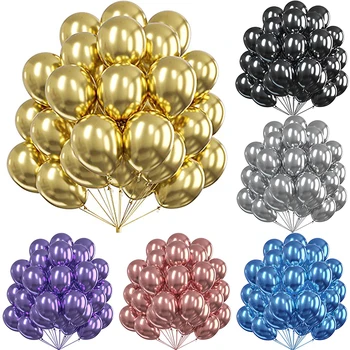 12 pouces couleur métal thème confettis rond Latex ballon or argent Latex Ballon anniversaire mariage fête d'anniversaire décors Globos 1
