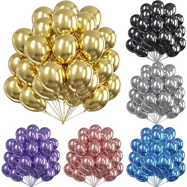 12 pouces couleur métal thème confettis rond Latex ballon or argent Latex Ballon anniversaire mariage fête d'anniversaire décors Globos 1