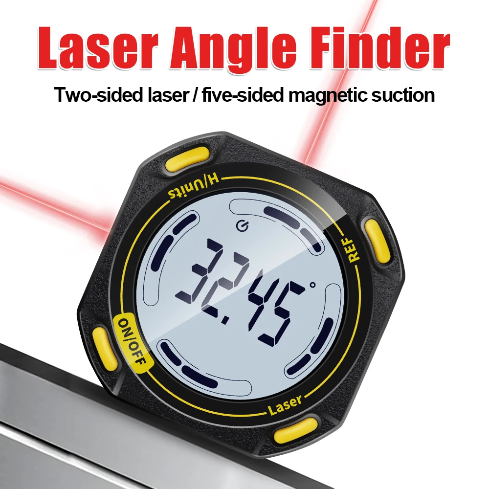 

Portable New Angle Protractor Laser Angle Gauge Finder Digital Inclinometer 4*90° Electronic Level for home Type-c charging