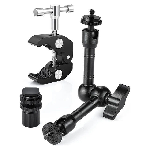 Adjustable Magic Arm with Super Clamp,9 inch Articulating Arm Clamp Friction Power Arm Crab Screw Kit for Camera Monitor Light