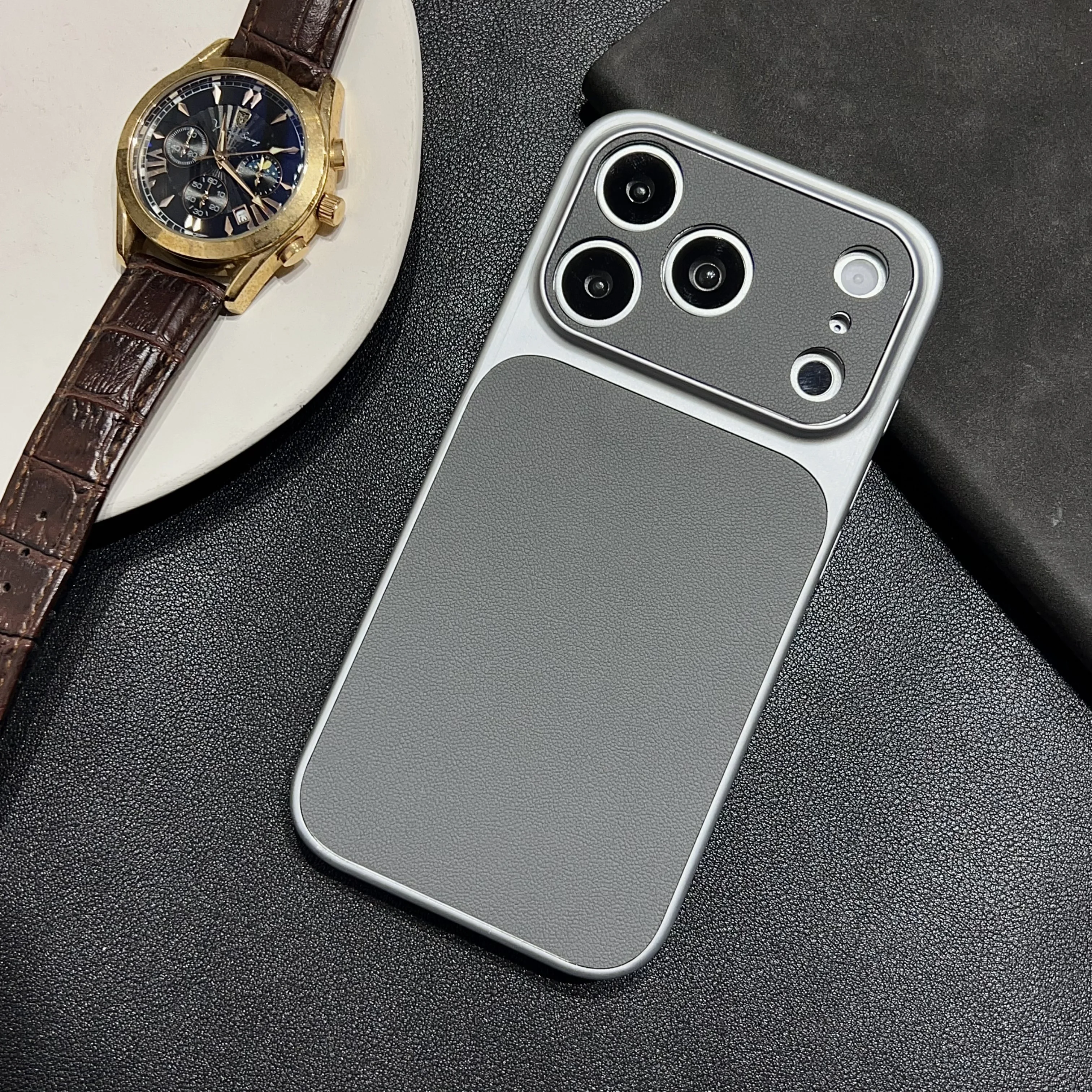 Luxury Leather Texture Magnetic Shockproof Phone Case with Hybrid PC Design and Bumper Back Cover