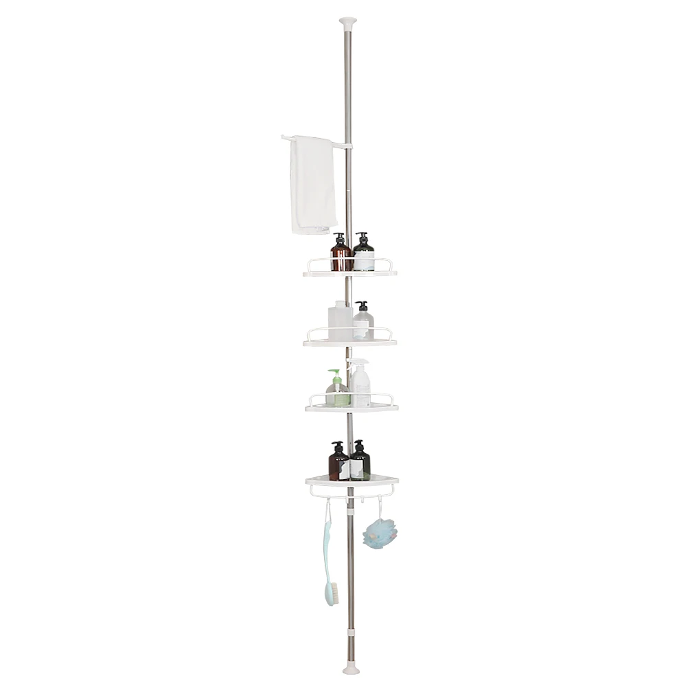 Corner Shower Caddy Tension Pole: Rust Proof 4Tier Shampoo Storage