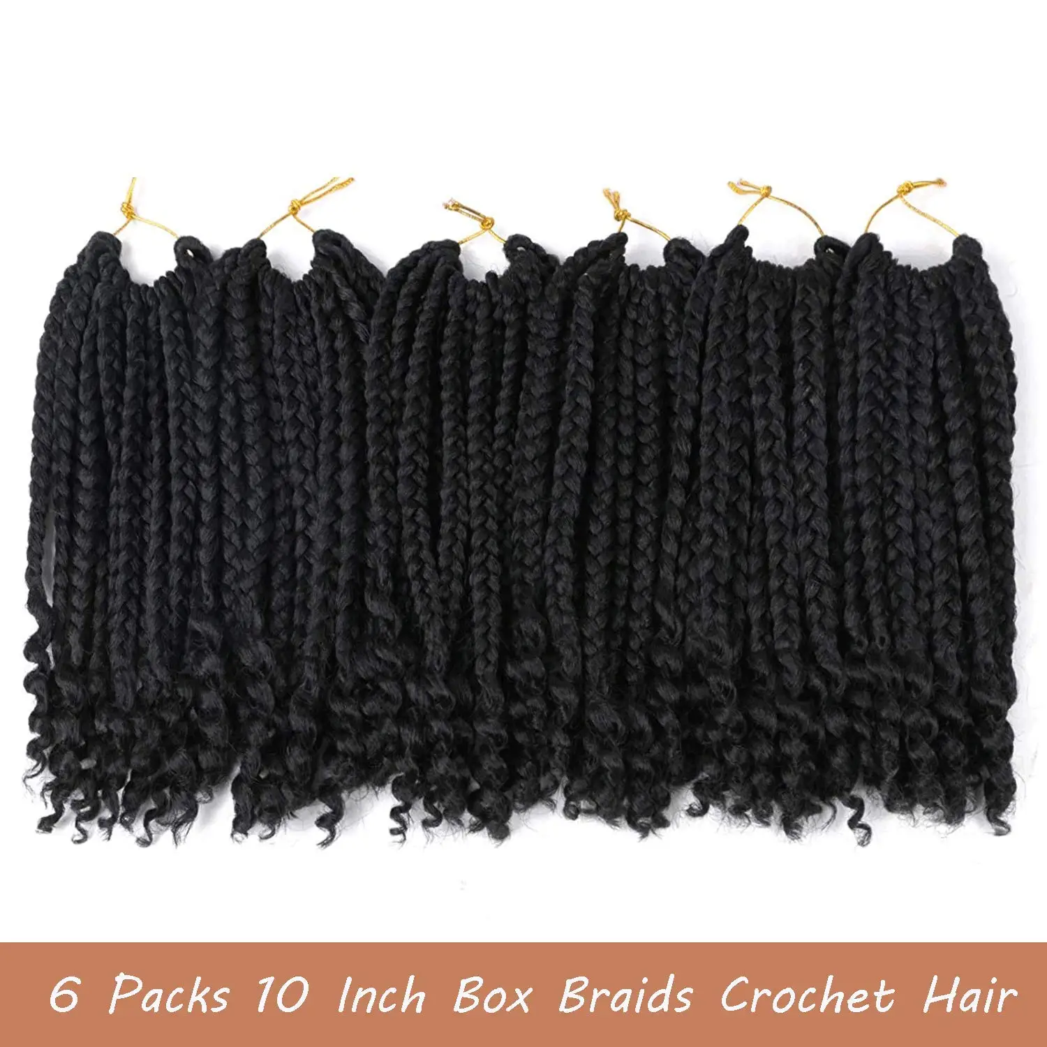 10 Inch Bob Box Braid Crochet Hair with Curly Ends 1/5/6 Packs Synthetic Hair Crochet Braid Hair for Black Women 5
