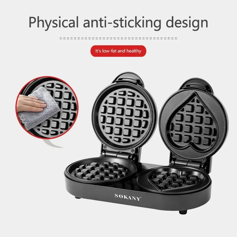 1100W Electric Waffles Maker 2 Modes Egg Cake Oven Non-Stick Coating Automatic Cake Machine for Kid's Breakfast Snacks Desserts 3