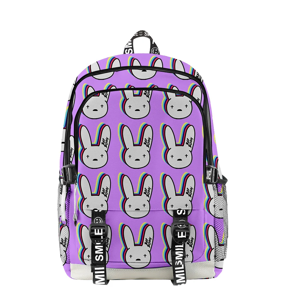 

Popular Youthful School Bags Unisex Funny Bad bunny Travel Bags 3D Print Oxford Waterproof Notebook multifunction Backpacks