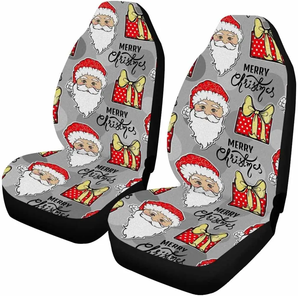 

Merry Christmas with Santa Claus Car Seat Covers Set of 2 Vacation Interior Covers Car Accessories One Size