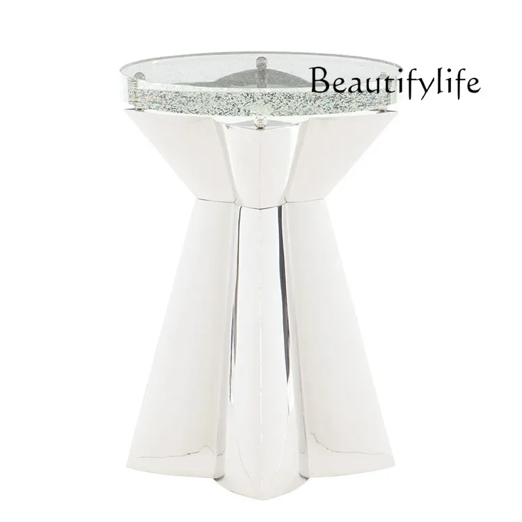 

Stainless Steel Primary Color Living Room Sofa Side Table Art Metal Acrylic Table Petal Corner Table