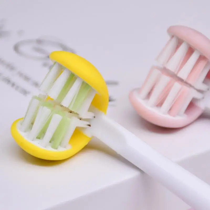 3D 어린이 칫솔, 3 면 U자형 포장 부드러운 강모 칫솔, 실리콘 어린이 치아 구강 관리 청소, 신제품