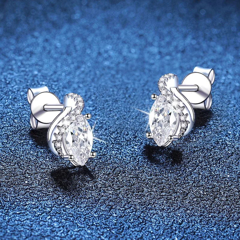 1CT Moissanite Necklaces Earrings Jewelry Sets S925 Silver Sparkling Angel Tears Diamond Ear studs Pendant Women Party Gifts GRA