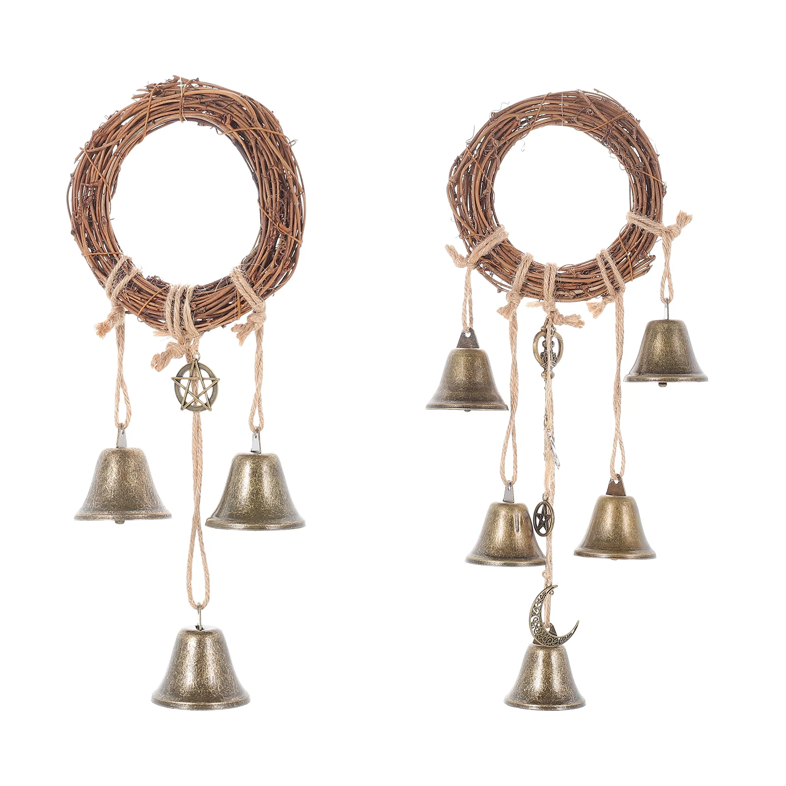 2 piezas colgantes de campana de viento de ratán, colgador de puerta, decoración patio, de jardín - AliExpress
