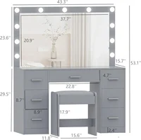 2024 NEW Vanity Desk with Stool, Makeup Table with Lighted Mirror, 3 Color Lighting Modes, Brightness Adjustable, Dressing Table 2