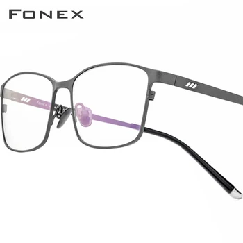 FONEX Pure Titanium Glasses Frame Men Brand Design Square Eyewear Japanese High-end Quality Ultralight Eyeglasses Frames 8505