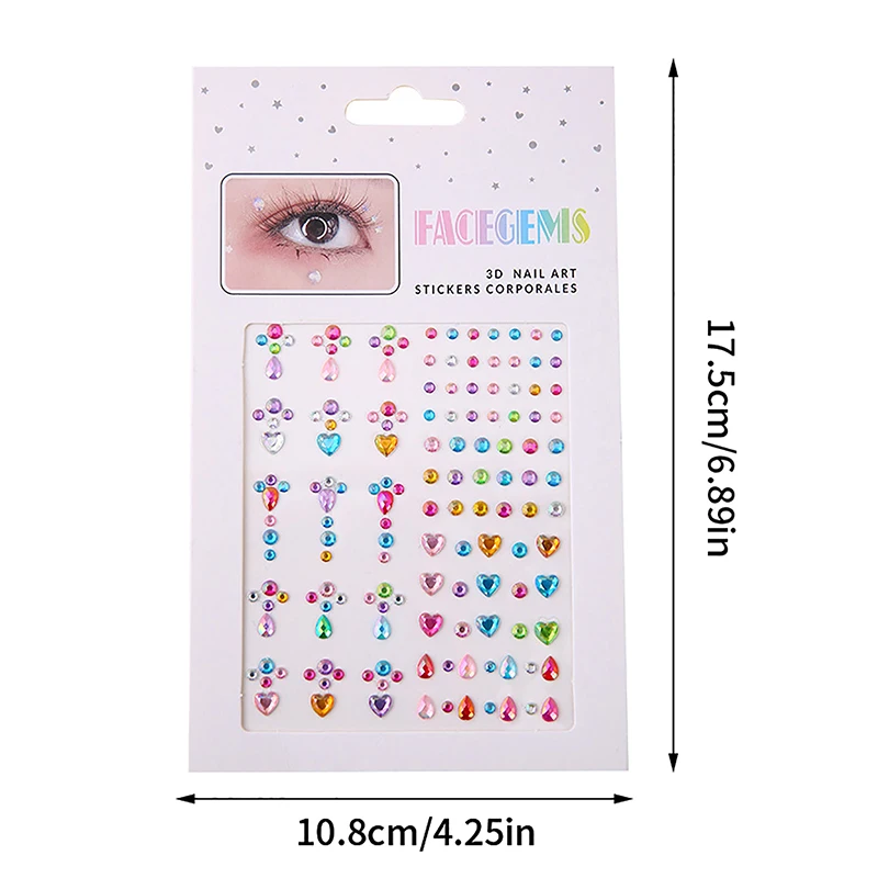 Makeup Diamond Eyes Face Festival DIY Body Crystal Gems Tattoo Adhesive Rhinestone Nail Art Decoration Acrylic Eyeshadow Sticker 6