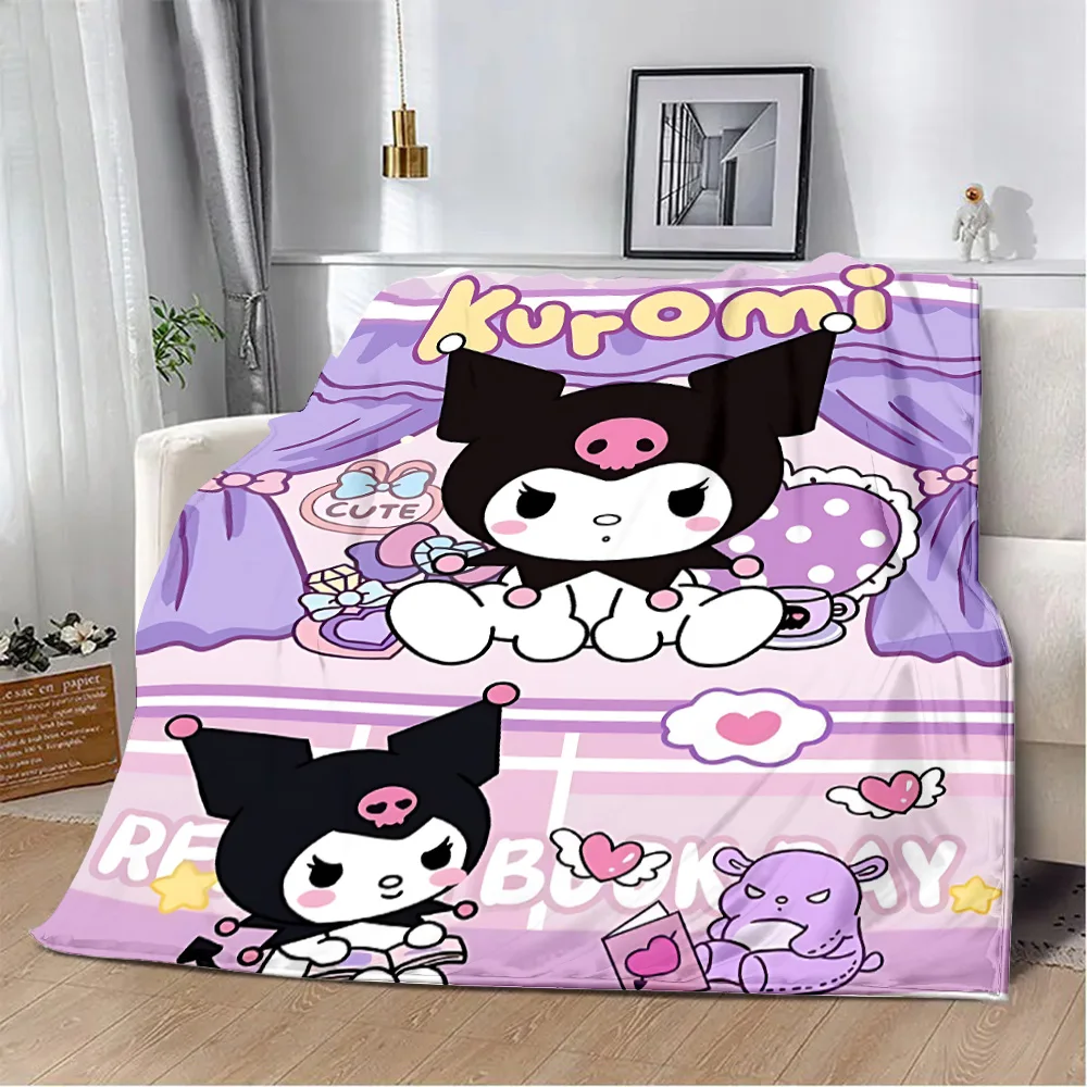 Printed Blanket Picnic Blankets Warm Sanrio Kuromi Blanket Soft and Comfortable Blanket Home Travel Birthday Gift 4
