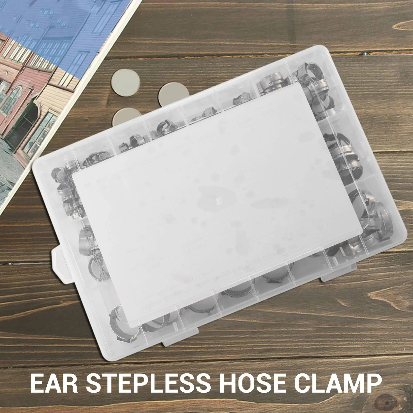 

304 Stainless Steel Single Ear Non-Steel Hose Clamp Classification Kit, 128 Pieces