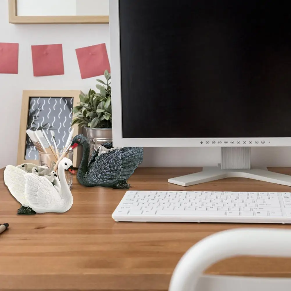 

Модель птицы, модель, Реалистичная фигурка фермы, миниатюрный черный/белый лебедь, твердая модель, орнамент для обучения