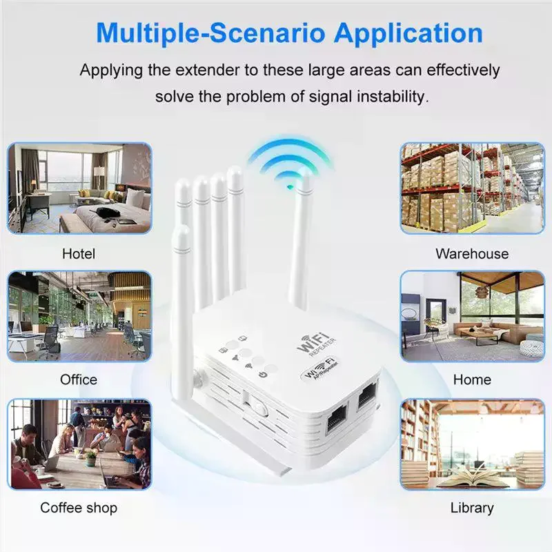 듀얼 네트워크 인터페이스 WiFi 6 리피터 신호 증폭기 라우터 300Mbps 신호 부스터 셀룰러 통신 증폭기