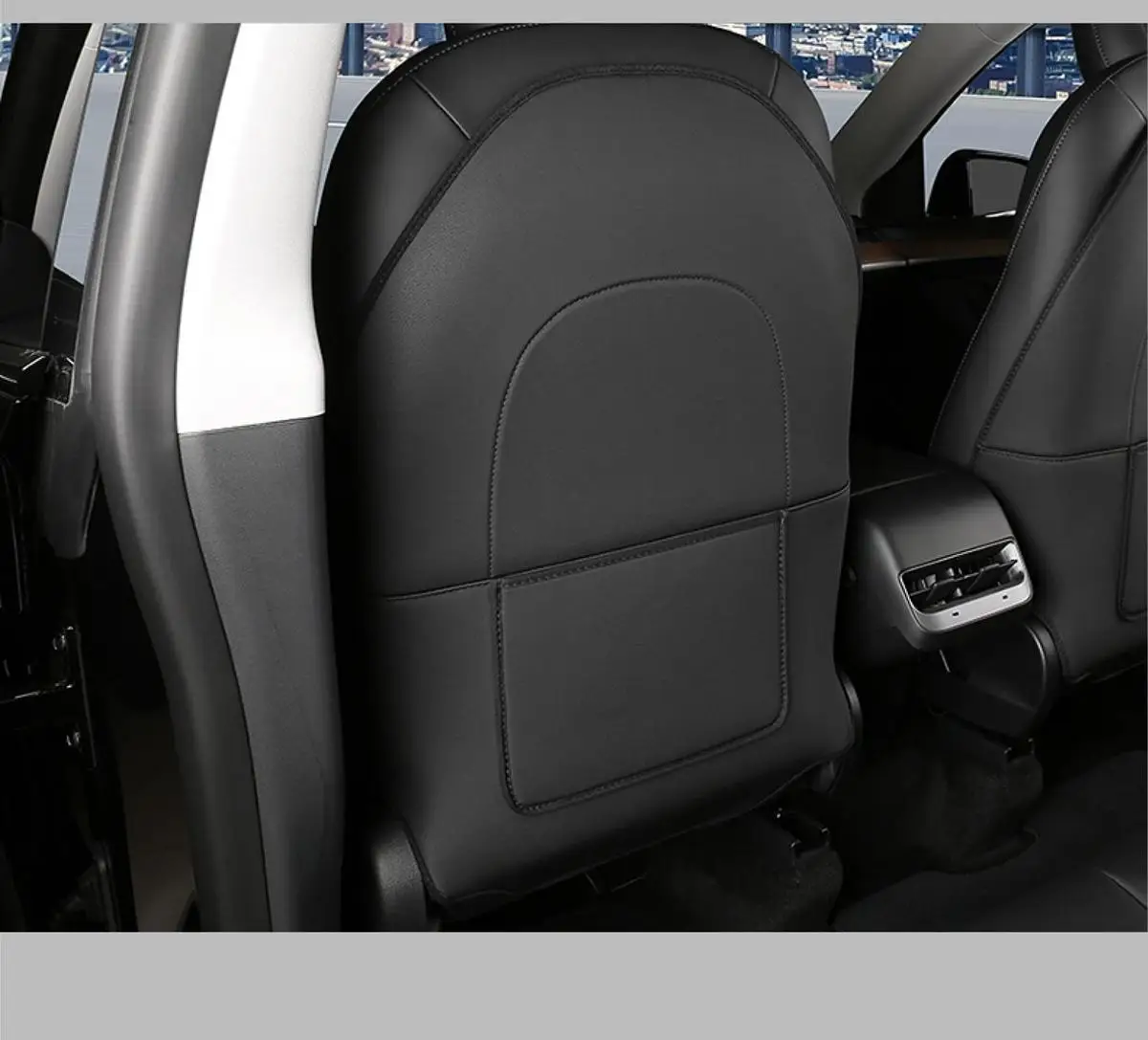 Auto Rückenlehnen schutz für Tesla Modell y Modell 3 Sitz lehne Schutz Kinder Anti-Kick-Matten schwarz Leder Innen zubehör – Detail 13