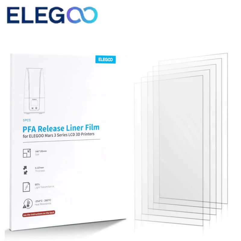 Elegoo 5Pcs Pfa Release Liner Film Con Spessore Di 0.127Mm E Funzionalità Di Rilascio Più Forte, Compatibile Mars 3 E Mars 3 Pro