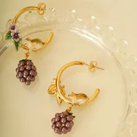 Foydjew Elegant Enamel Color Chipmunk Raspberry Earrings For Women Retro Fashion Drop Earring Cocktail Party Dress Accessories - Image 2