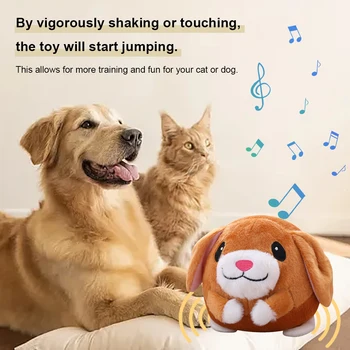 Plush Automatic Bouncing Toys Bite Resistant Music Vibration Bouncing Ball Self-Moving Chewable for Dog Indoor Playing 3