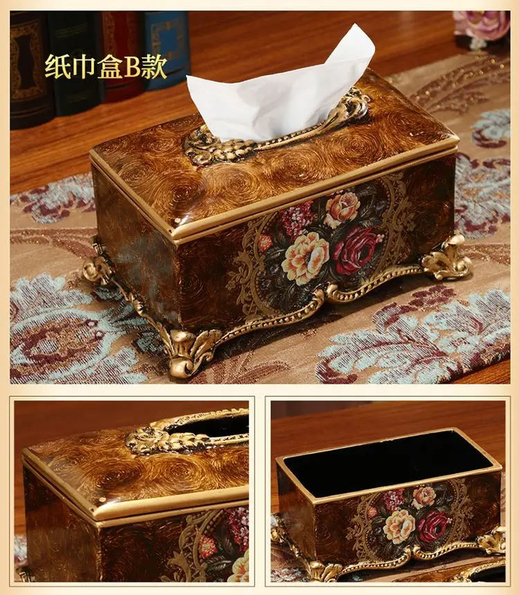 Resin Tissue Box, Exquisite, Hotel Carved, Car, Office Decoration, Home, Desktop Napkin Holder 5