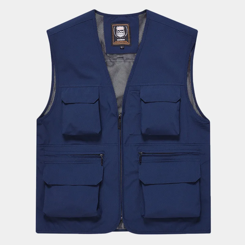 Men's Quick Drying Waterproof Vest Multi Pocket Lightweight Breathable Men Clothing Outdoor Daily Leisure Work Attire Style