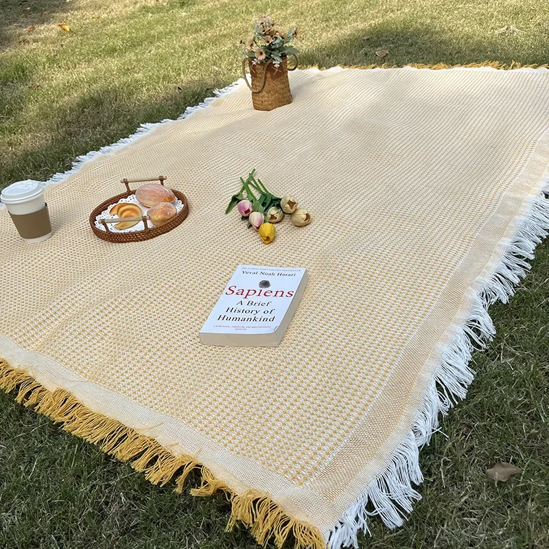 Bohemia Camping Blanket Tassels Camping Equipment Picnic Cloth Tablecloth Moisture-proof Picnic Mat Tent Blanket