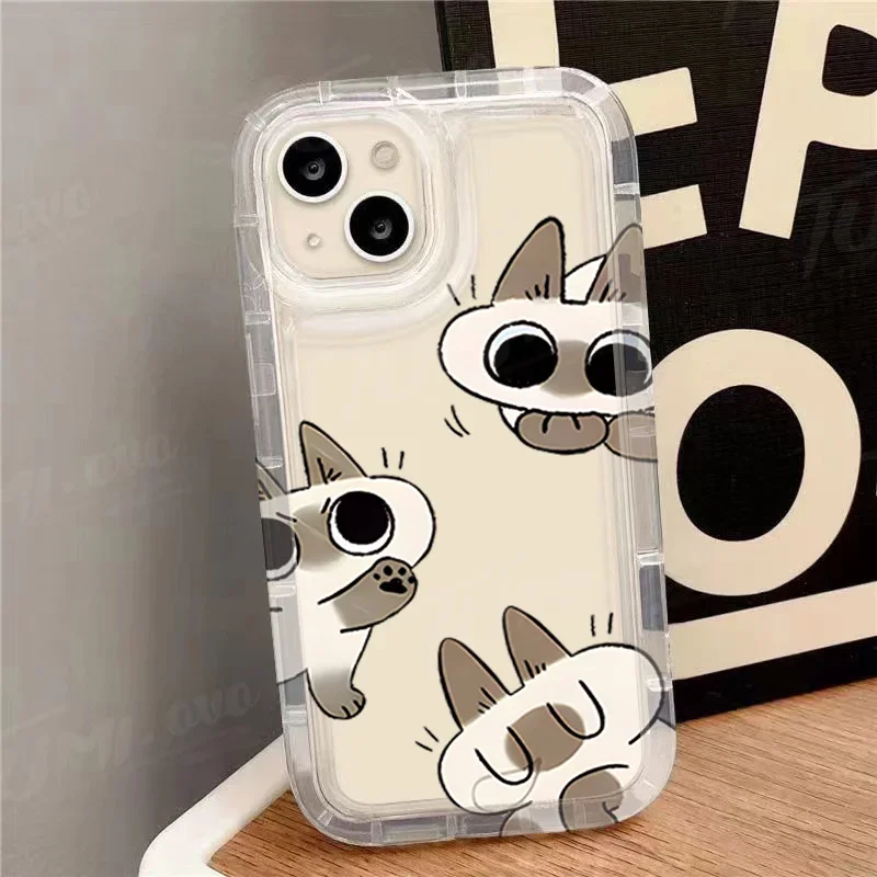 Siamese Cat Cartoon Flower Protective Phone Case