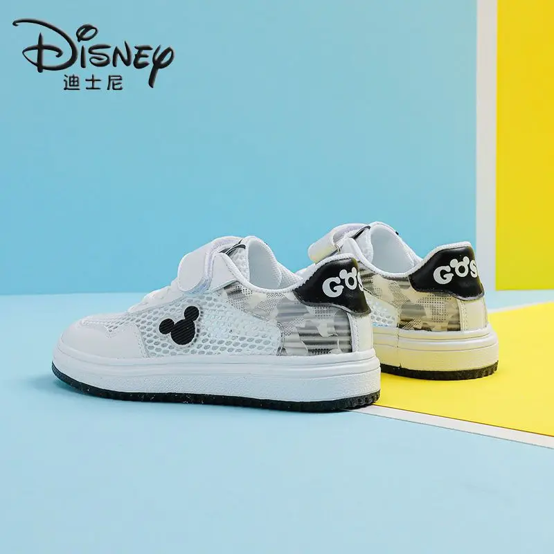 Mickey Mouse Children\'s Shoes Girls White 2024 High Quality Summer New Mesh Breathable Soft Bottom Light Joker Boys Board Shoes