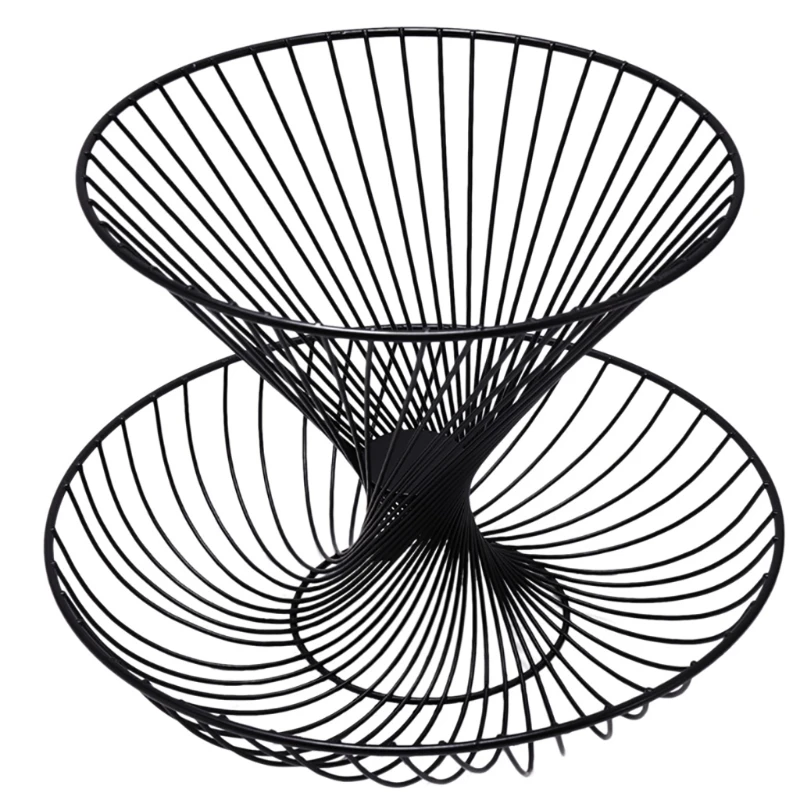 

Y166 for Creative Modern 2-Layers Metal Storage Display Stand Bowl Kitchen Fruit Basket Elegant Home Living Room Decor