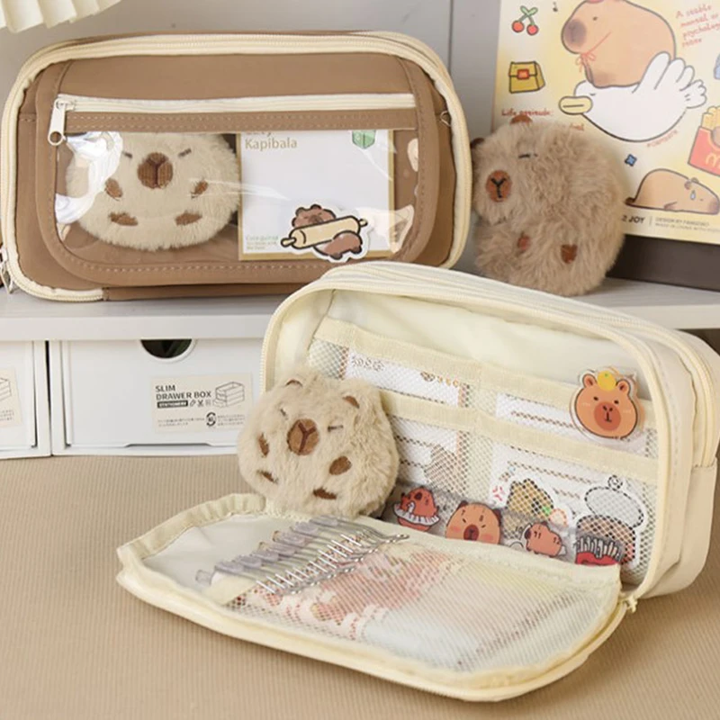 귀여운 대용량 동물 지퍼 원단 펜슬 케이스, 어린이 가방, 남아 펜 파우치, 여아 학교 케이스 용품, 1PC