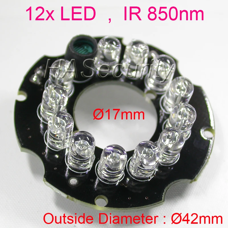Infrared 12x IR LED board For CCTV cameras night vision (diameter outer : 42mm / inner : 17mm) infrared led board