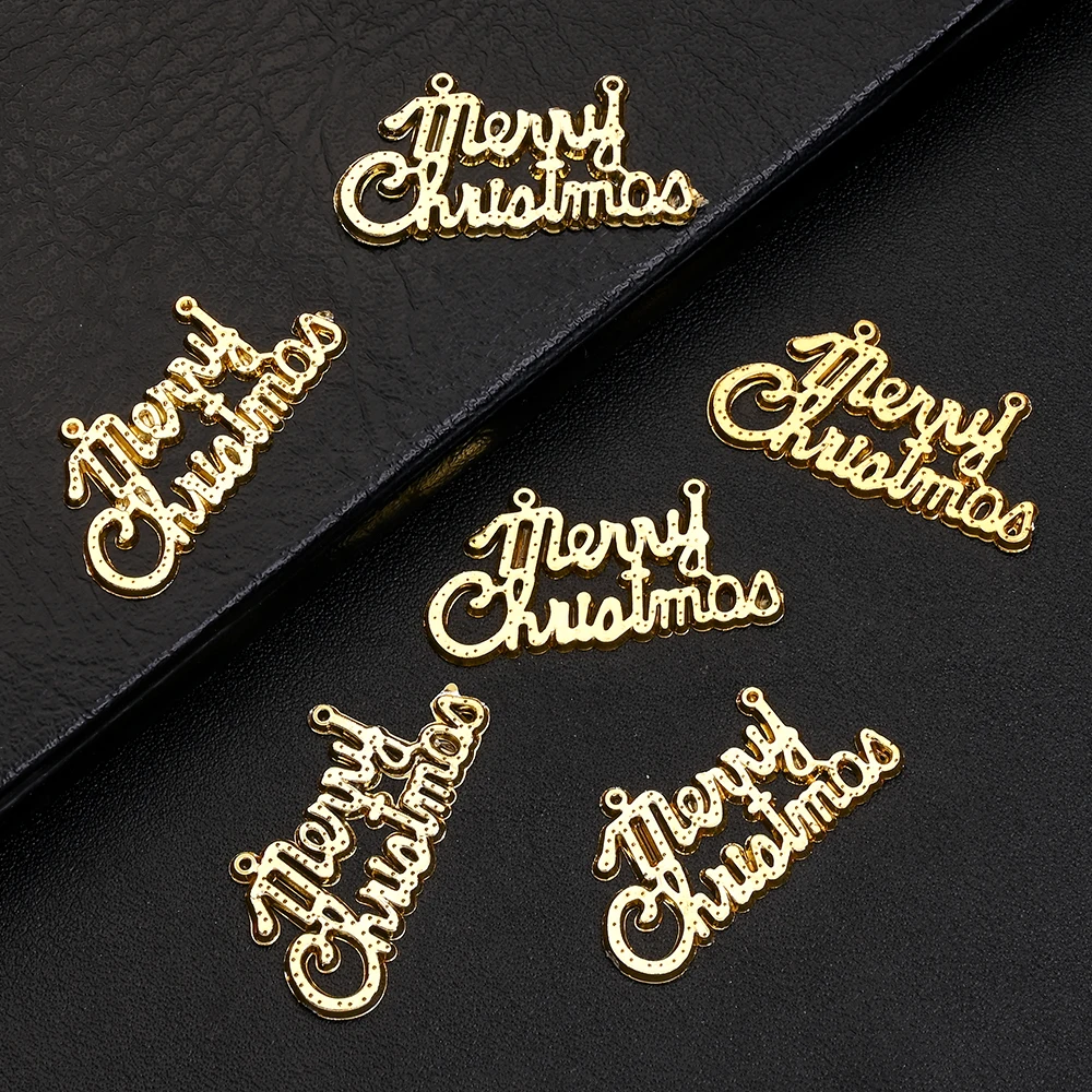 50 Stück „Merry Christmas“ Acryl-Anhänger mit goldenen Buchstaben für DIY-Weihnachtsanhänger, Dekorationszubehör, 19 x 36 mm – Detail 8