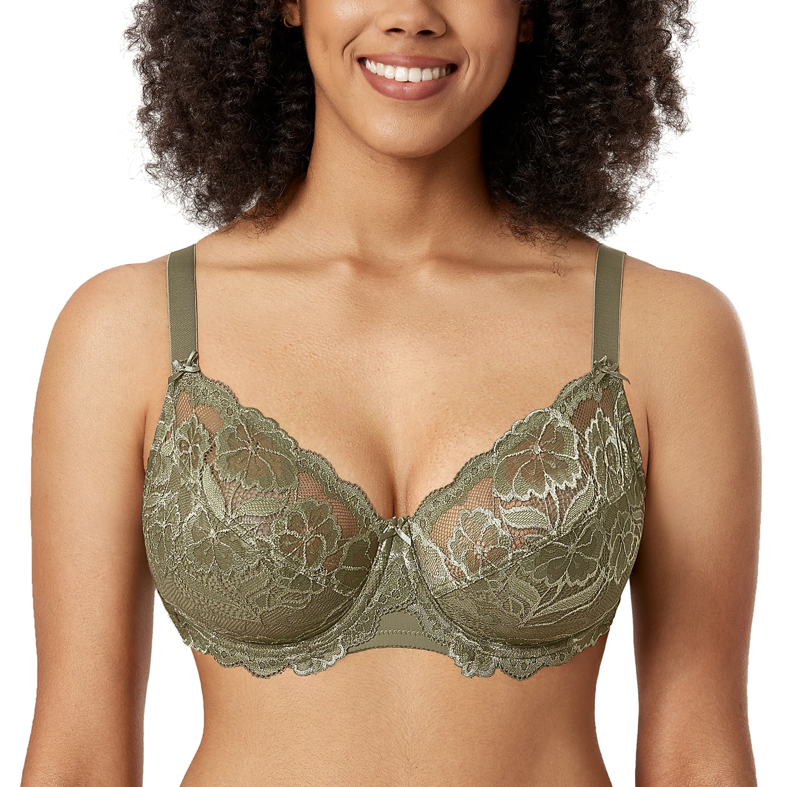 

Women's Underwired Full Coverage No Padding Floral Lace Plus Size Bra