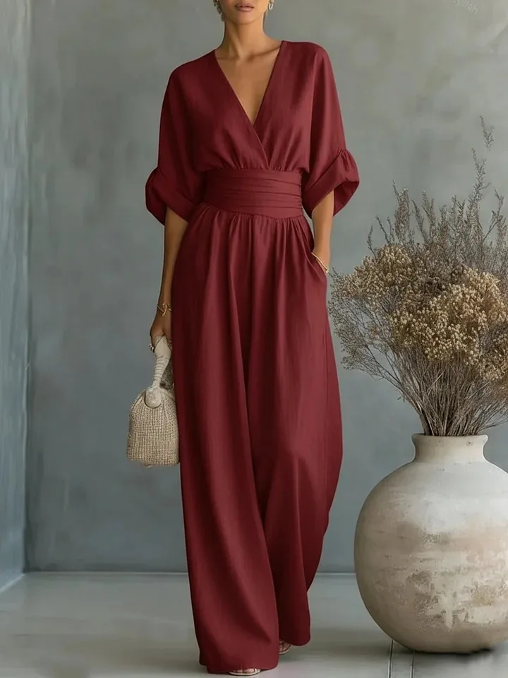 Waist V-Neck Jumpsuit Detail