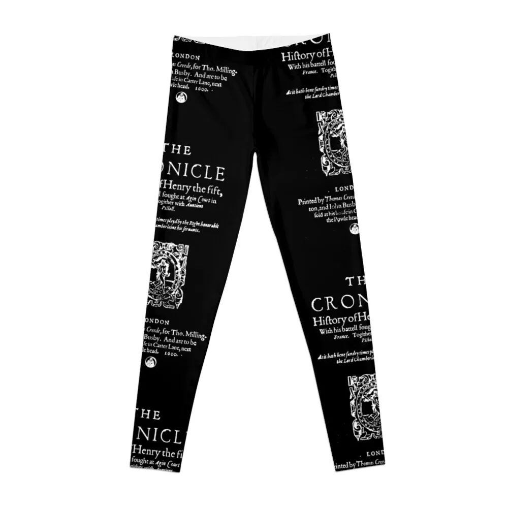 

Shakespeare's Henry V Front Piece - Simple White Text Version Leggings sporty woman gym active wear Womens Leggings