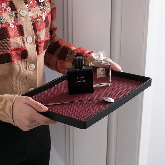 Ahunderjiaz-Nordic Style Leather Tray, Rectangular Storage, Tea Plate, Living Room, Bedroom, Desktop, Home Decoration 4