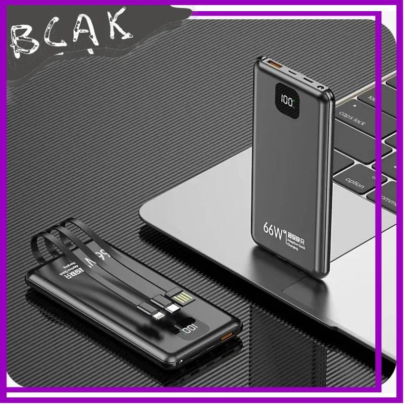 고품질 도매 66W 고속 충전 자체 케이블 포함 신형 파워뱅크 20000mAh 30000mAh 대용량 초슬림 BCAK 모바일