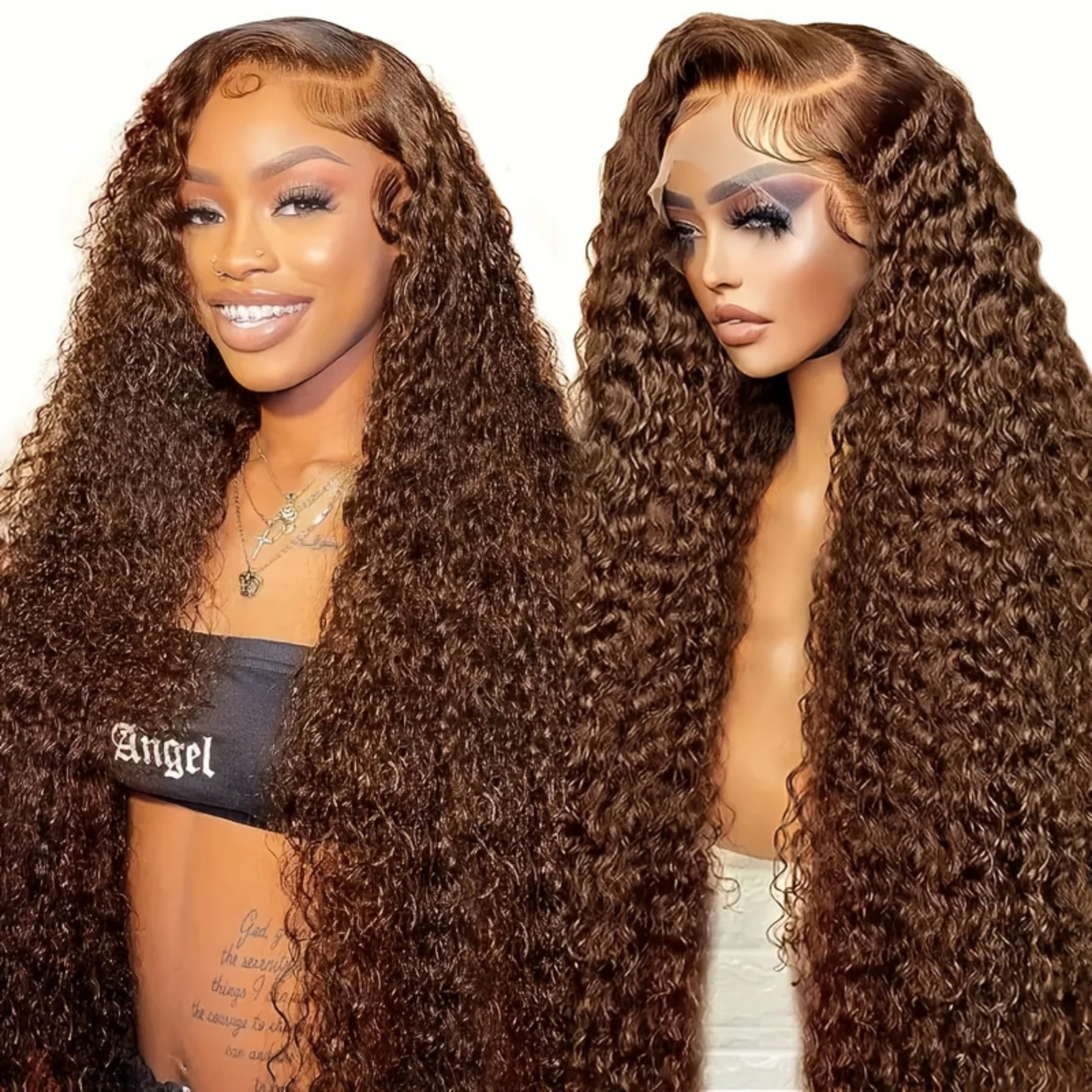 Chocolate Brown Curly Human Hair Wig 13x4 Lace Front Human Hair Wigs For Women Jerry Curly Glueless Wigs On Clearance Sale 1