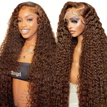 Chocolate Brown Curly Human Hair Wig 13x4 Lace Front Human Hair Wigs For Women Jerry Curly Glueless Wigs On Clearance Sale 1
