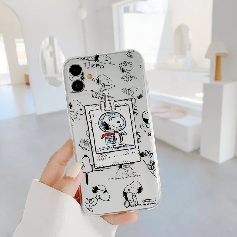 thumbnail image 1 of Funda de teléfono transparente con dibujos animados de Snoopy, figura de anime de Charlie Brown, para iPhone 15, Promax, 14, 13, 12, 11, X, XS, XR, XSMAX, 7, 8 Plus, 1 of 5