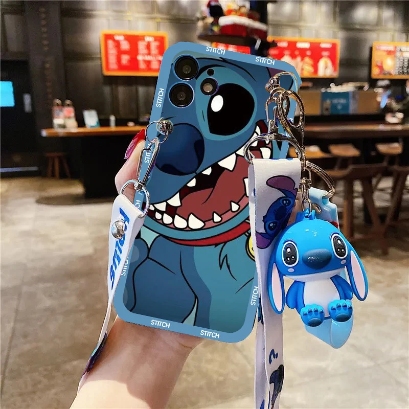 Anime Blue Stitch 3D Key Chain Cute Tpu Case For iPhone 14