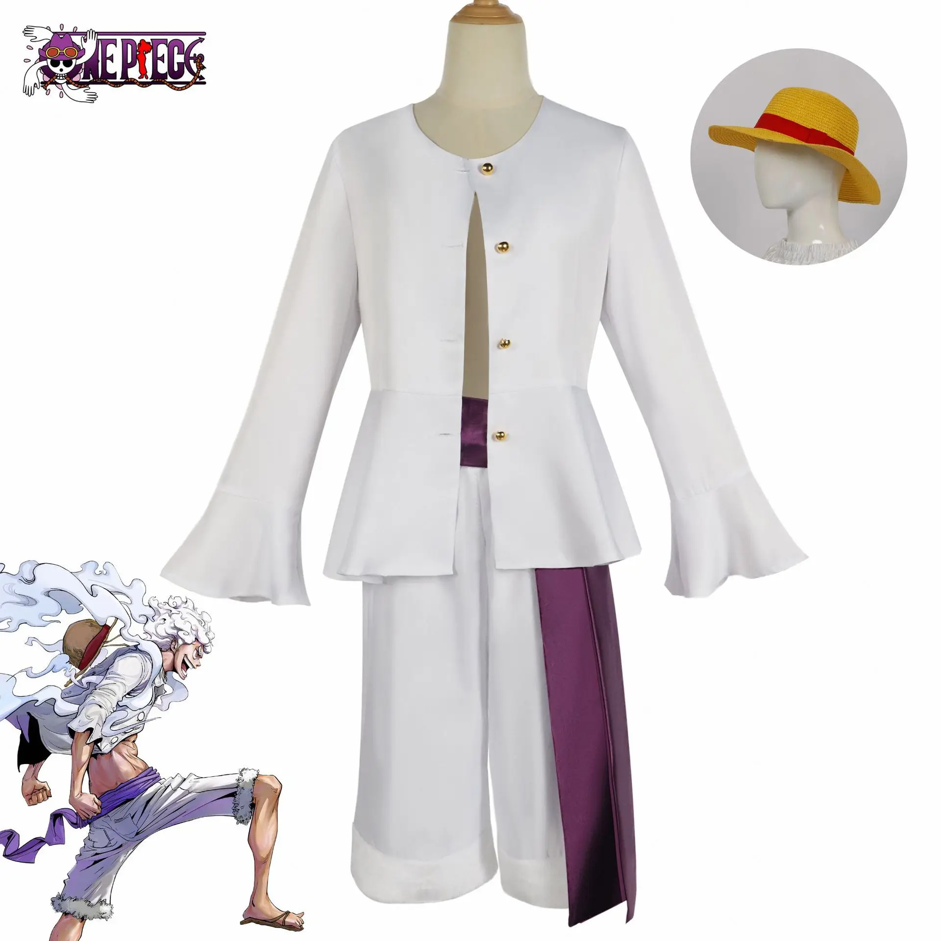 One Piece Monkey D Luffy Fifth Gear Sun God Nika Cosplay Costume