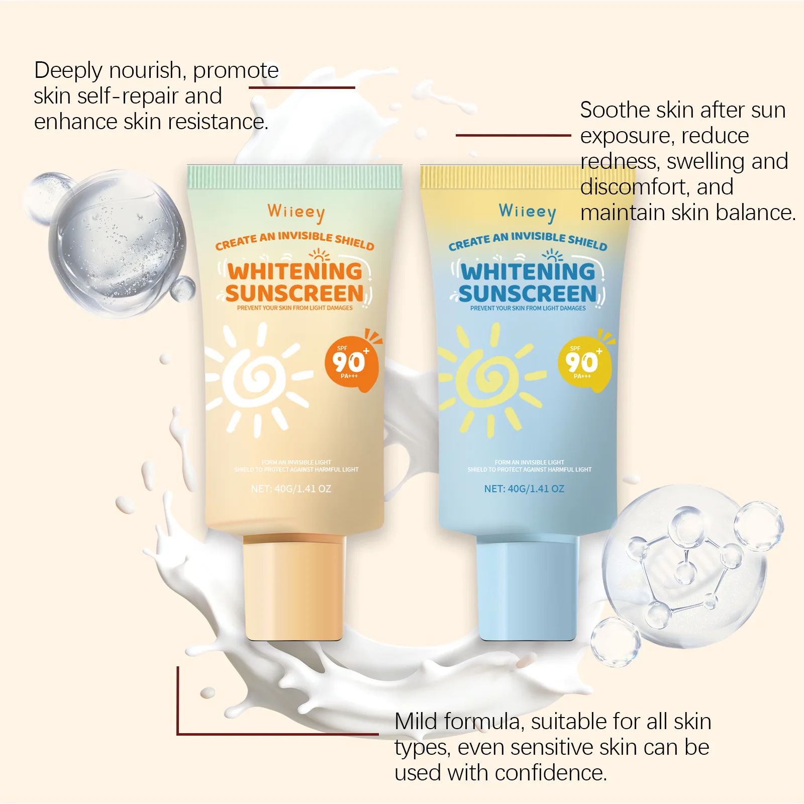 Hydrating Sunscreen Sun Cream Spf90 Sunblock Facial Body Protector Isolation Whitening Oil-Control Moisturizer Anti Solar Lotion