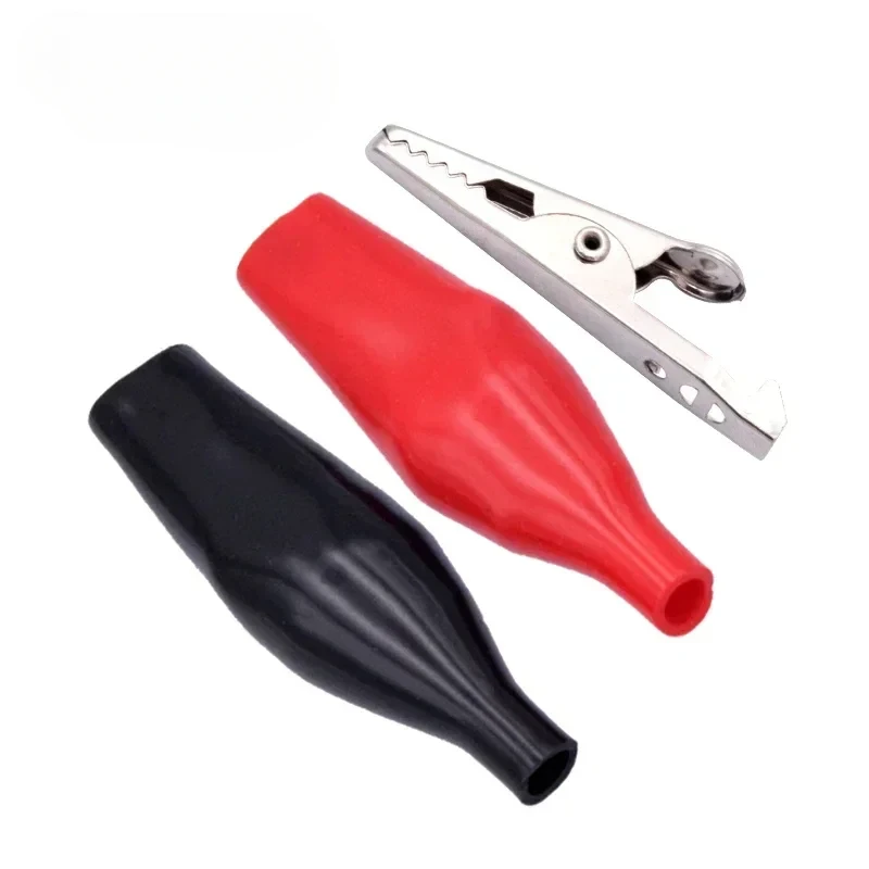 10pcs/lot Metal G98 Crocodile Alligator Clips Electrical Clamp 28mm/35mm/45mm Black Red Plastic Boot Car Battery Test Meter