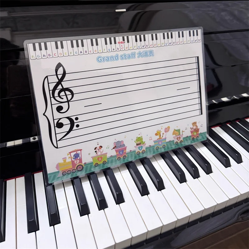 Enhanced Piano Learning Dry Erase Practice Sheets with Grand Staff